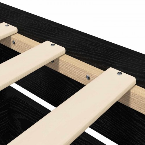 Sengestel med opbevaring sort eg 80 x 200 cm i konstrueret træ
