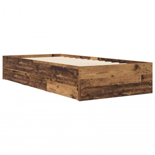 Sengestel med opbevaring og skuffer 80 x 200 cm - gammelt træ