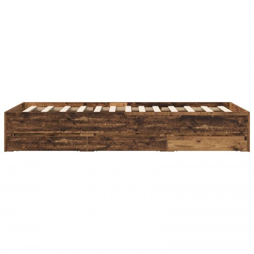 Sengestel med opbevaring og skuffer 80 x 200 cm - gammelt træ