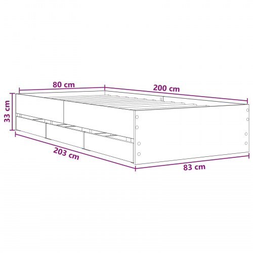 Sengestel med opbevaring i røget eg 80 x 200 cm i konstrueret træ