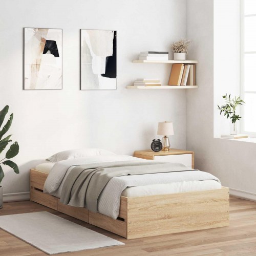 Sengestel med opbevaring 80 x 200 cm i Sonoma-eg