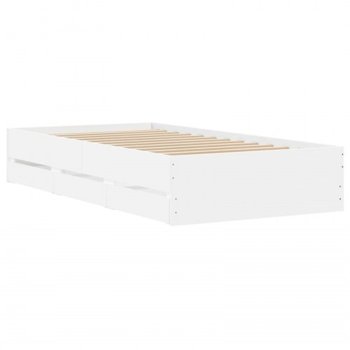 Sengestel med opbevaring 80 x 200 cm i hvid konstrueret træ