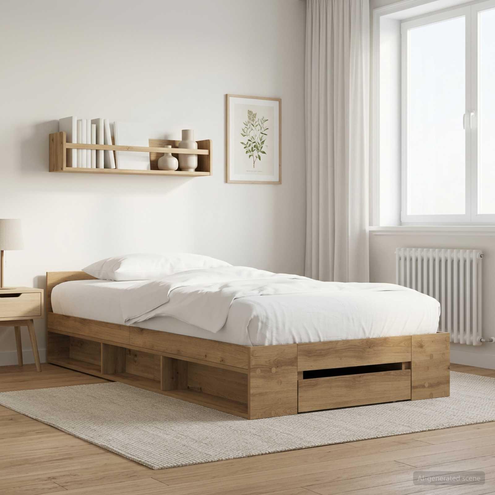 Sengestel med opbevaring i artisan-eg 80 x 200 cm