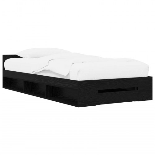 Sengestel med opbevaring - sort eg, 80 x 200 cm