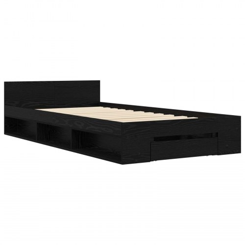 Sengestel med opbevaring - sort eg, 80 x 200 cm