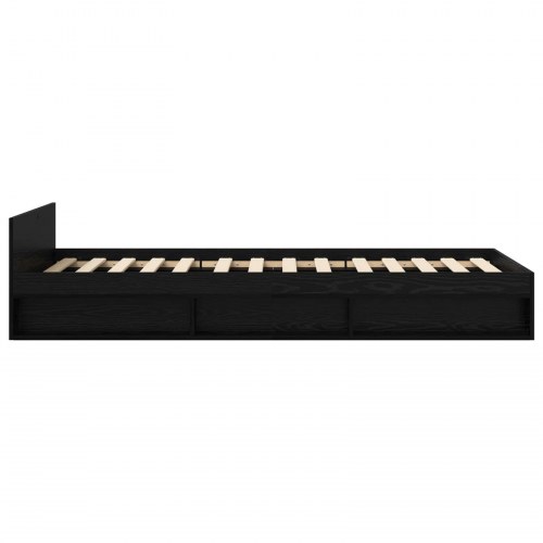 Sengestel med opbevaring - sort eg, 80 x 200 cm