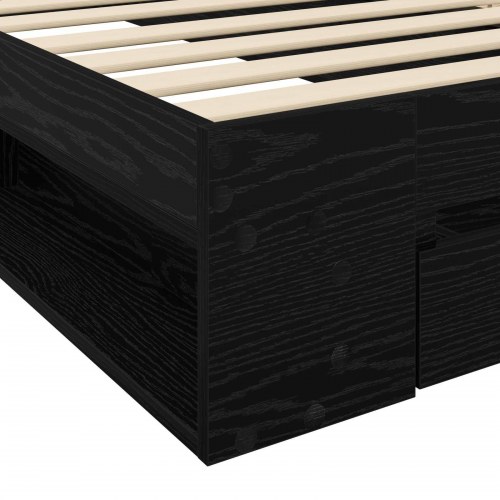 Sengestel med opbevaring - sort eg, 80 x 200 cm