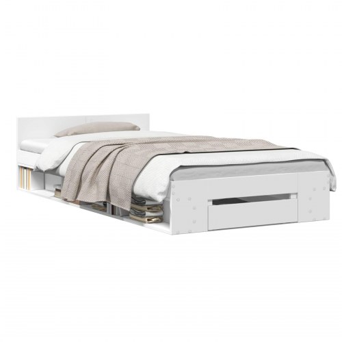 Sengestel med opbevaring - hvid 80 x 200 cm
