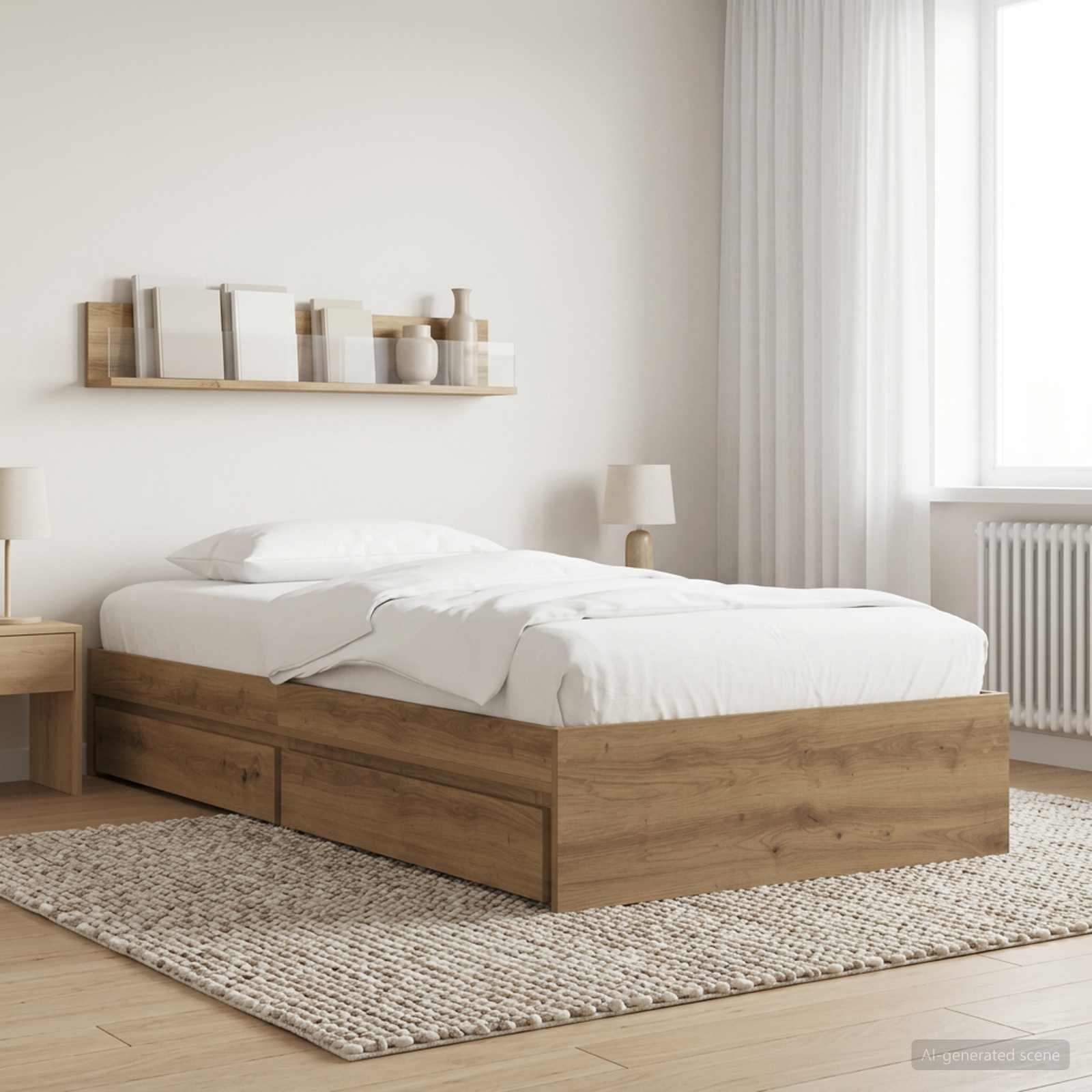 Sengestel med opbevaring i artisan-eg 80 x 200 cm i konstrueret træ