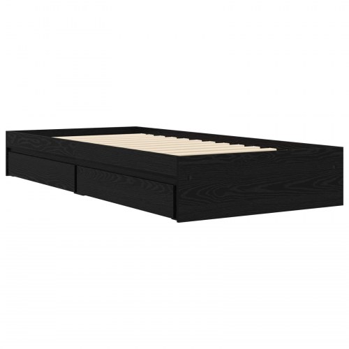 Sengestel med opbevaring i sort eg 80 x 200 cm