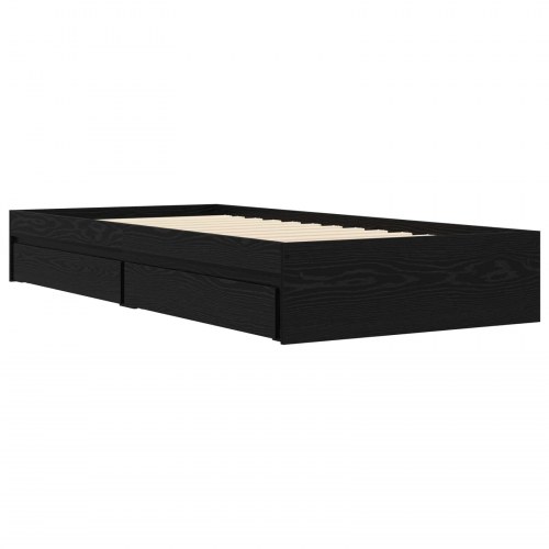 Sengestel med opbevaring i sort eg 80 x 200 cm