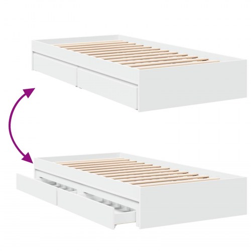 Sengestel med opbevaring 80 x 200 cm - hvid