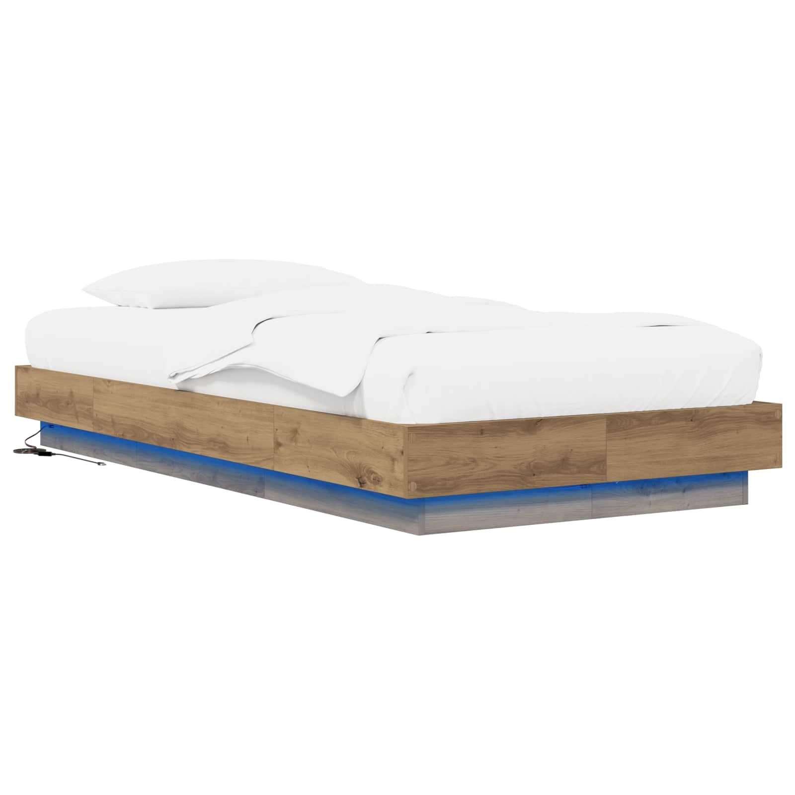 vidaXL Senge ramme med LED Artisan-eg 80 x 200 cm Konstrueret træ