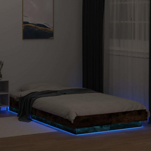 Sengeramme med LED - røget eg 80 x 200 cm