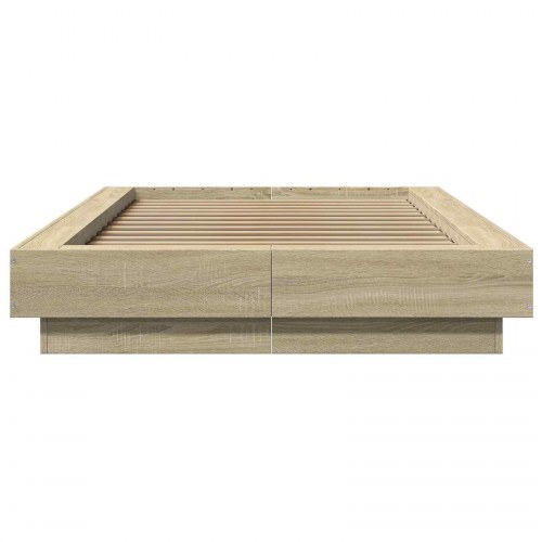 Sengeramme med LED - Sonoma-eg 80 x 200 cm