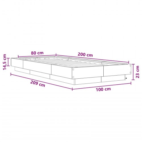 Sengeramme med LED 80 x 200 cm - hvid