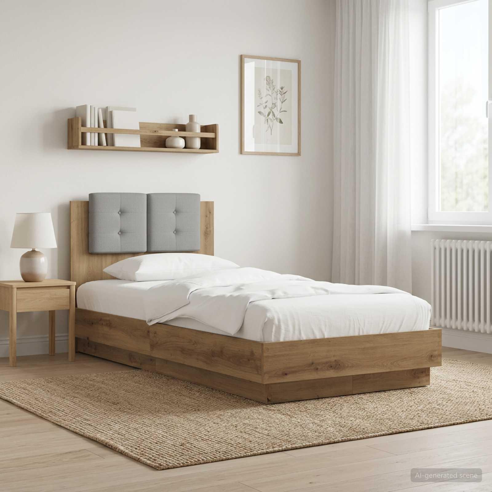 Sengestel med hovedgærde artisan-eg 80 x 200 cm i konstrueret træ