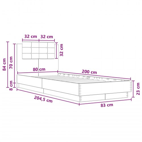 Sengestel med hovedgærde - røget eg 80 x 200 cm