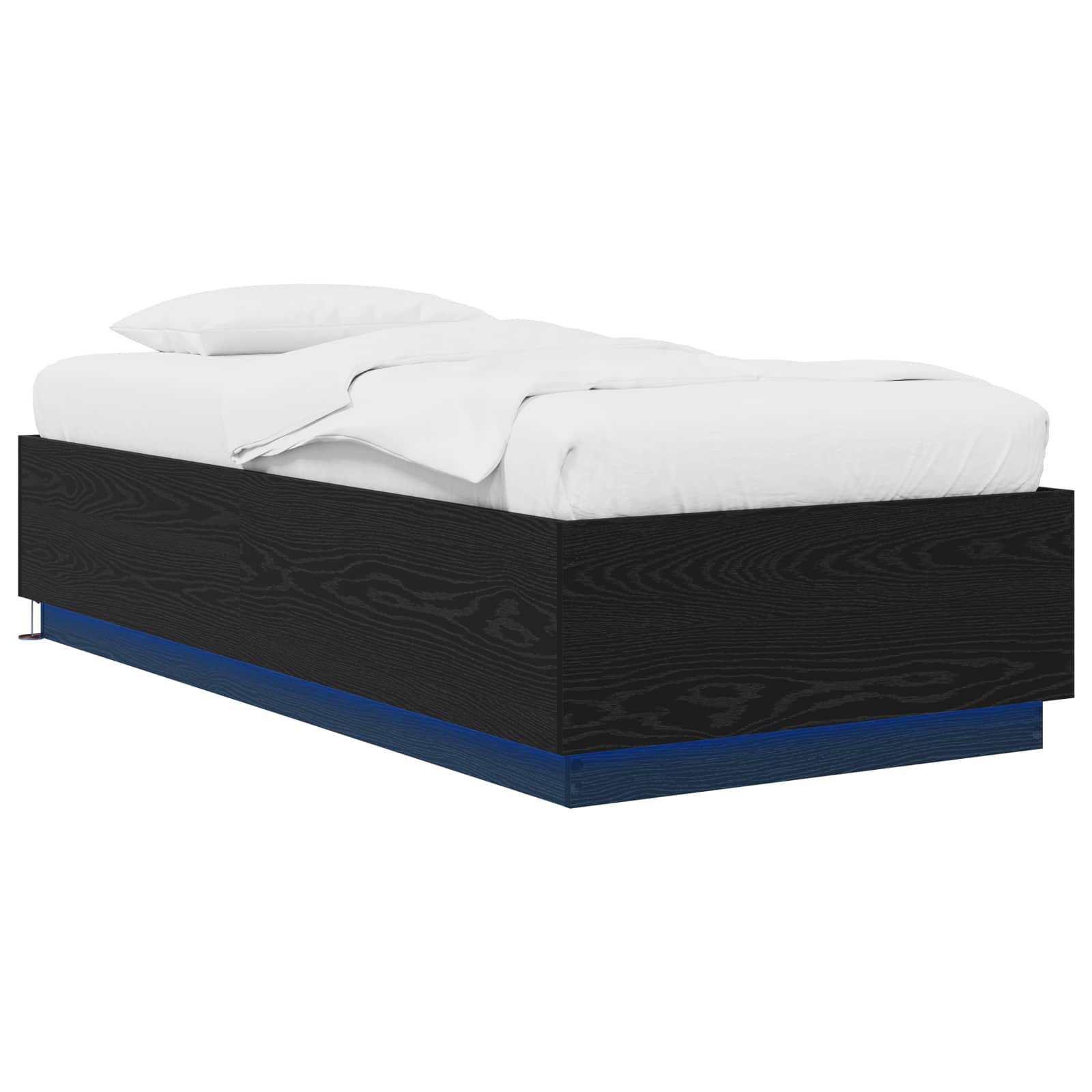 vidaXL Senge ramme med LED Sort eg 80 x 200 cm Konstrueret træ