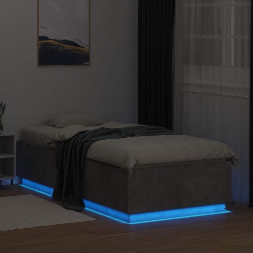 Sengeramme med LED 80 x 200 cm - betongrå