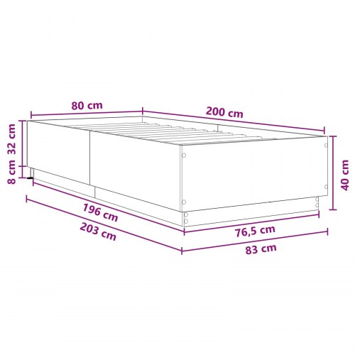 Sengeramme med LED 80 x 200 cm - sonoma-eg