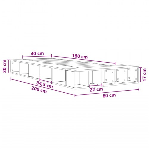 Sengestel med opbevaring sort eg 80 x 200 cm