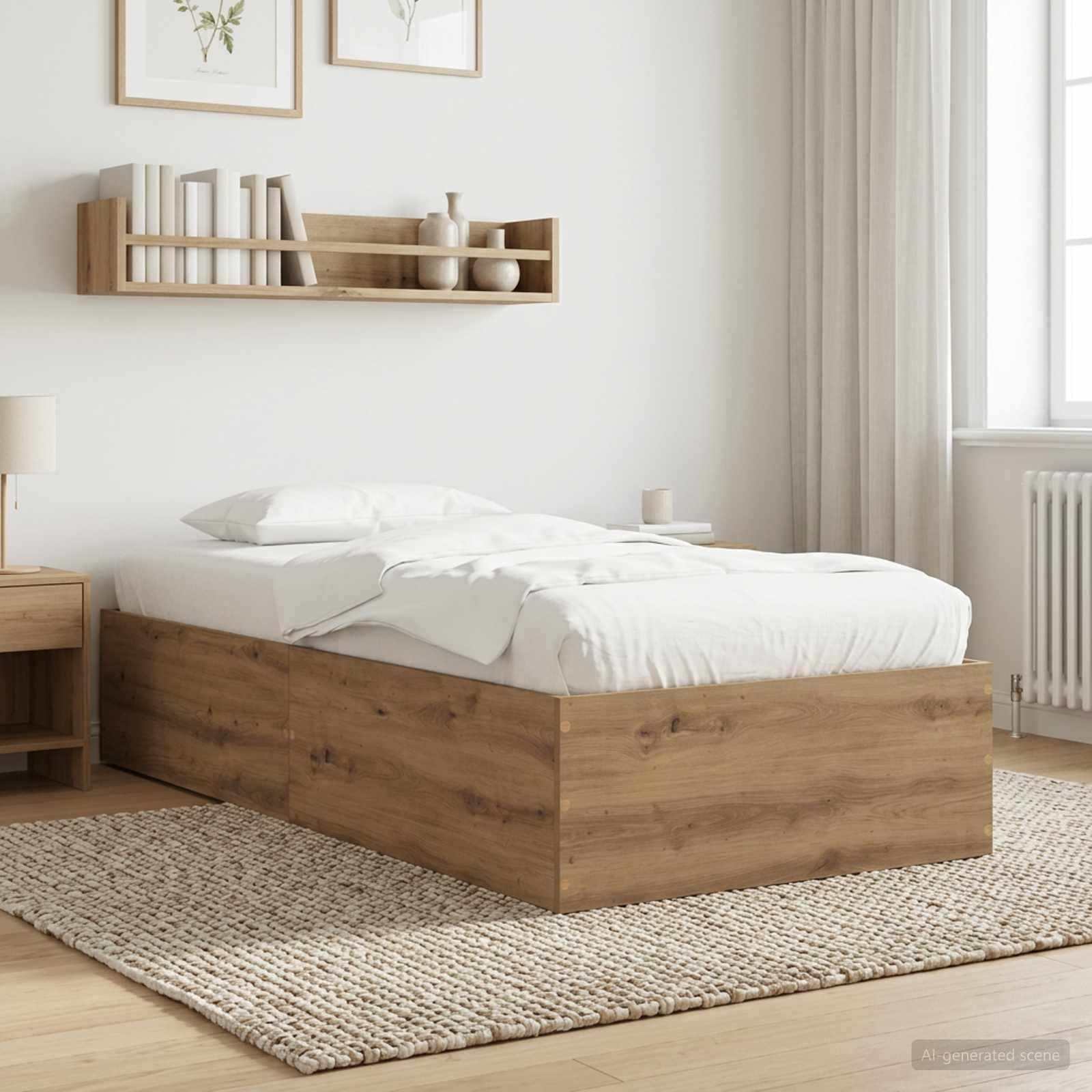 Gulvsengramme i artisan-eg 80 x 200 cm med lamelbund