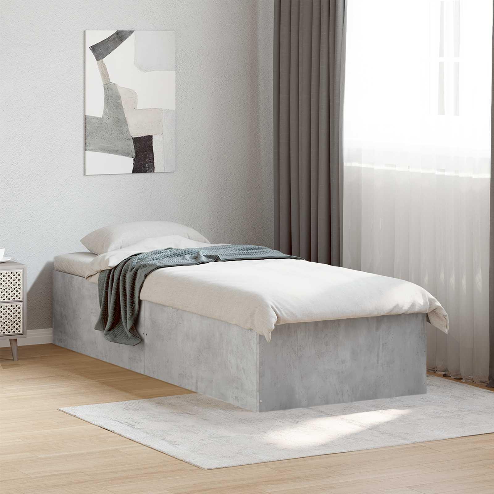 Gulvsengramme betongrå 80 x 200 cm i konstrueret træ