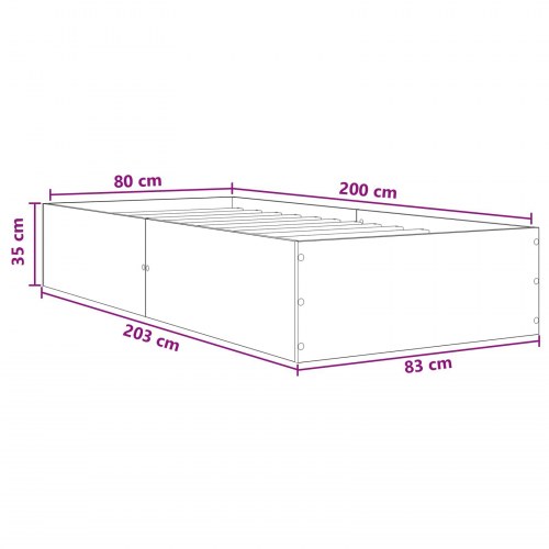 Gulvsengramme i konstrueret træ - betongrå 80 x 200 cm