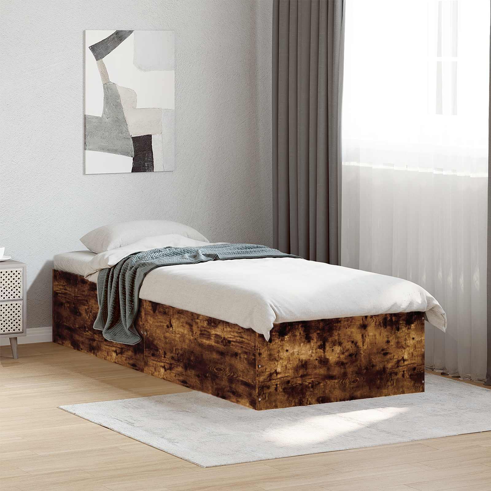 Gulvsengramme i røget eg 80 x 200 cm med lamelbund