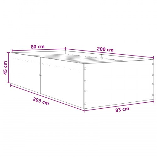 Gulvsengsramme i gammelt træ 80 x 200 cm