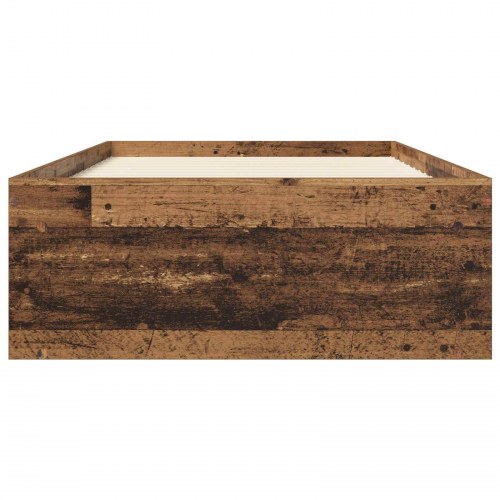 Sengestel med opbevaring og hylde i gammelt træ 80 x 200 cm
