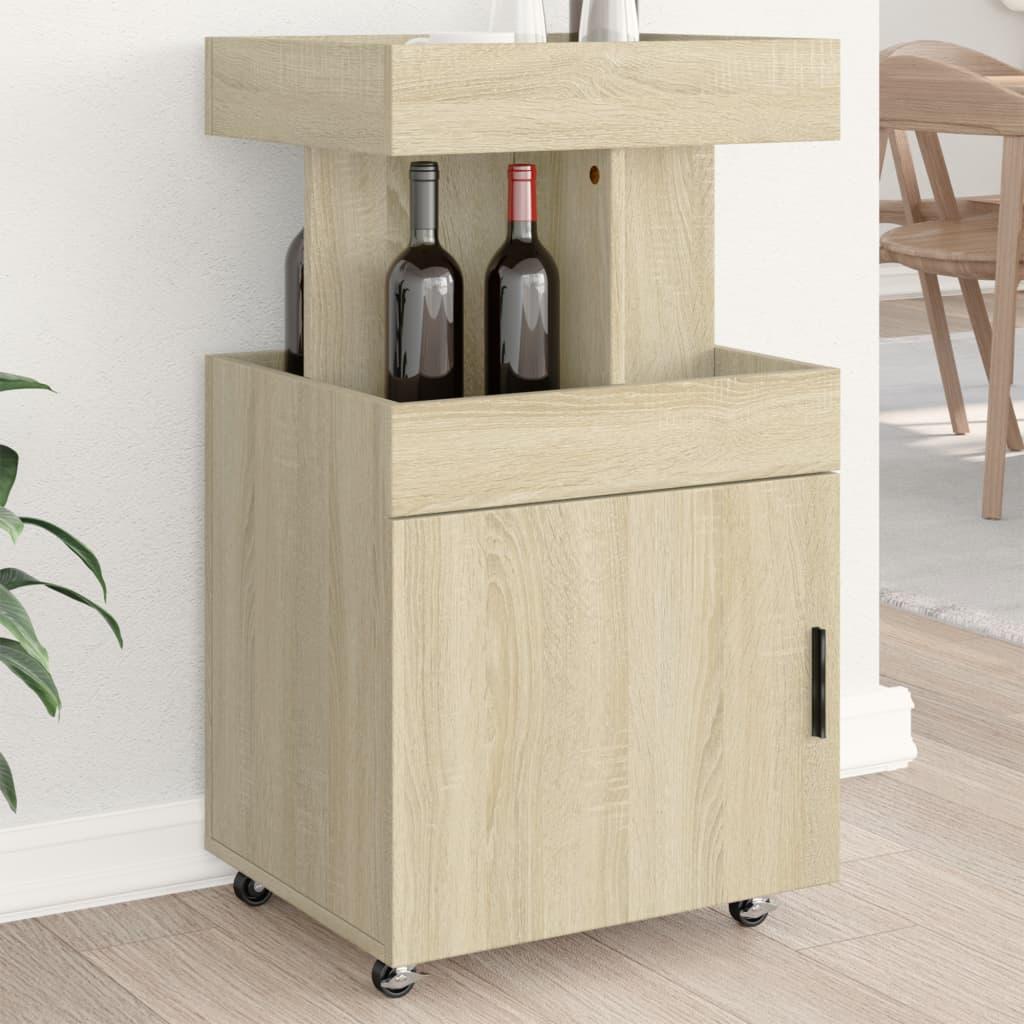 Barvogn med hjul 50 x 41 x 89 cm i konstrueret træ sonoma-eg