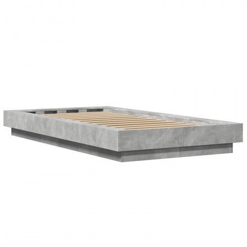 Gulvsengramme i konstrueret træ 80 x 210 cm - betongrå