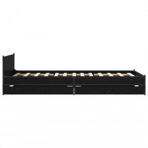 Sengestel med hovedgærde sort eg 80 x 200 cm