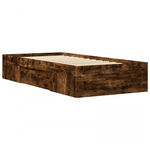 Sengestel med opbevaring 80 x 200 cm - røget eg