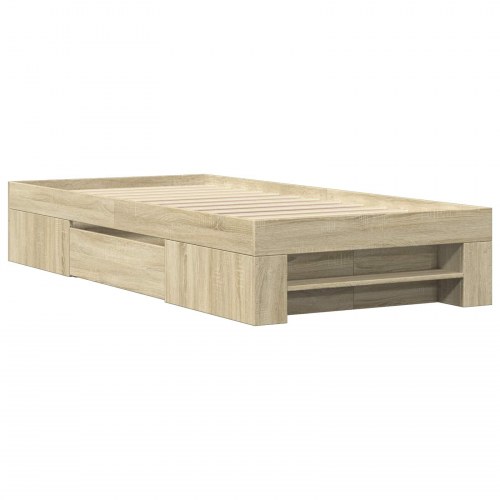 Sengestel med opbevaring - Sonoma-eg, 80 x 200 cm