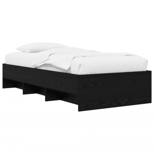 Sengestel med hylde sort eg 80 x 200 cm