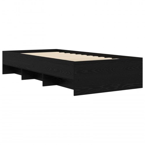 Sengestel med hylde sort eg 80 x 200 cm
