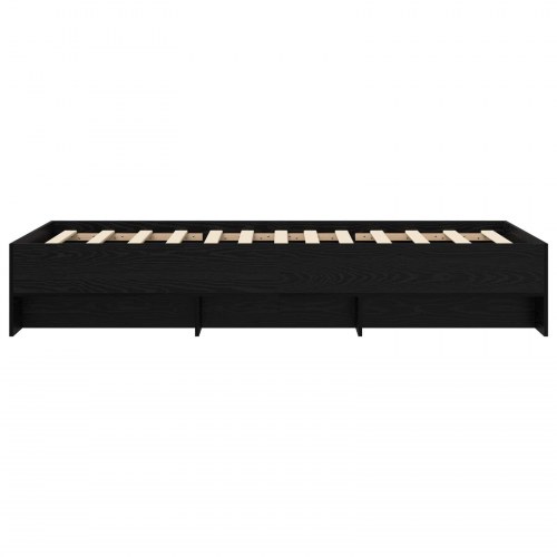 Sengestel med hylde sort eg 80 x 200 cm