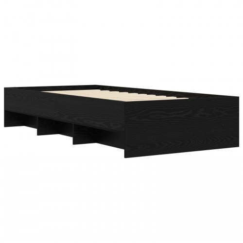 Sengestel med hylde sort eg 80 x 200 cm