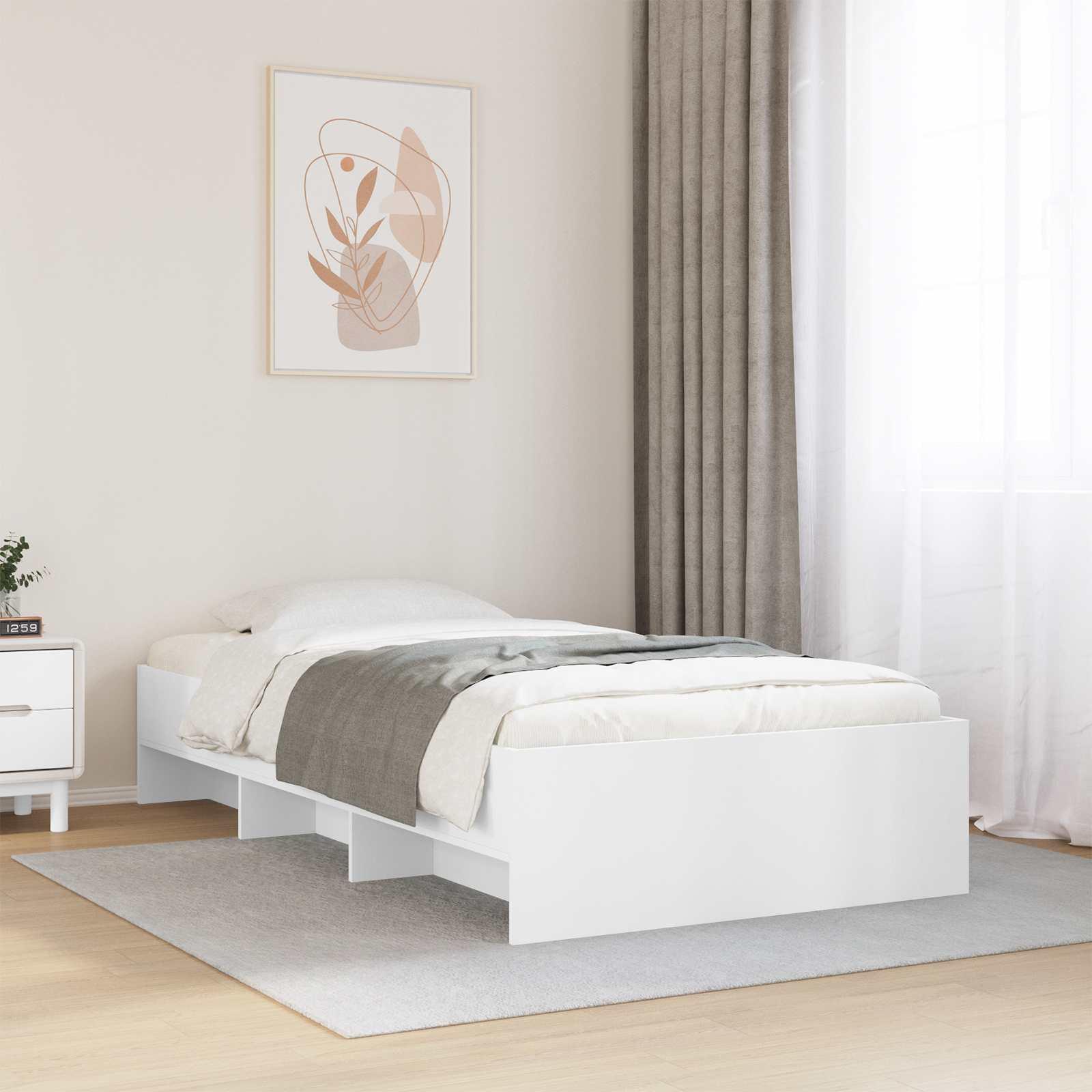 Sengestel med hylde hvid 80 x 200 cm i konstrueret træ