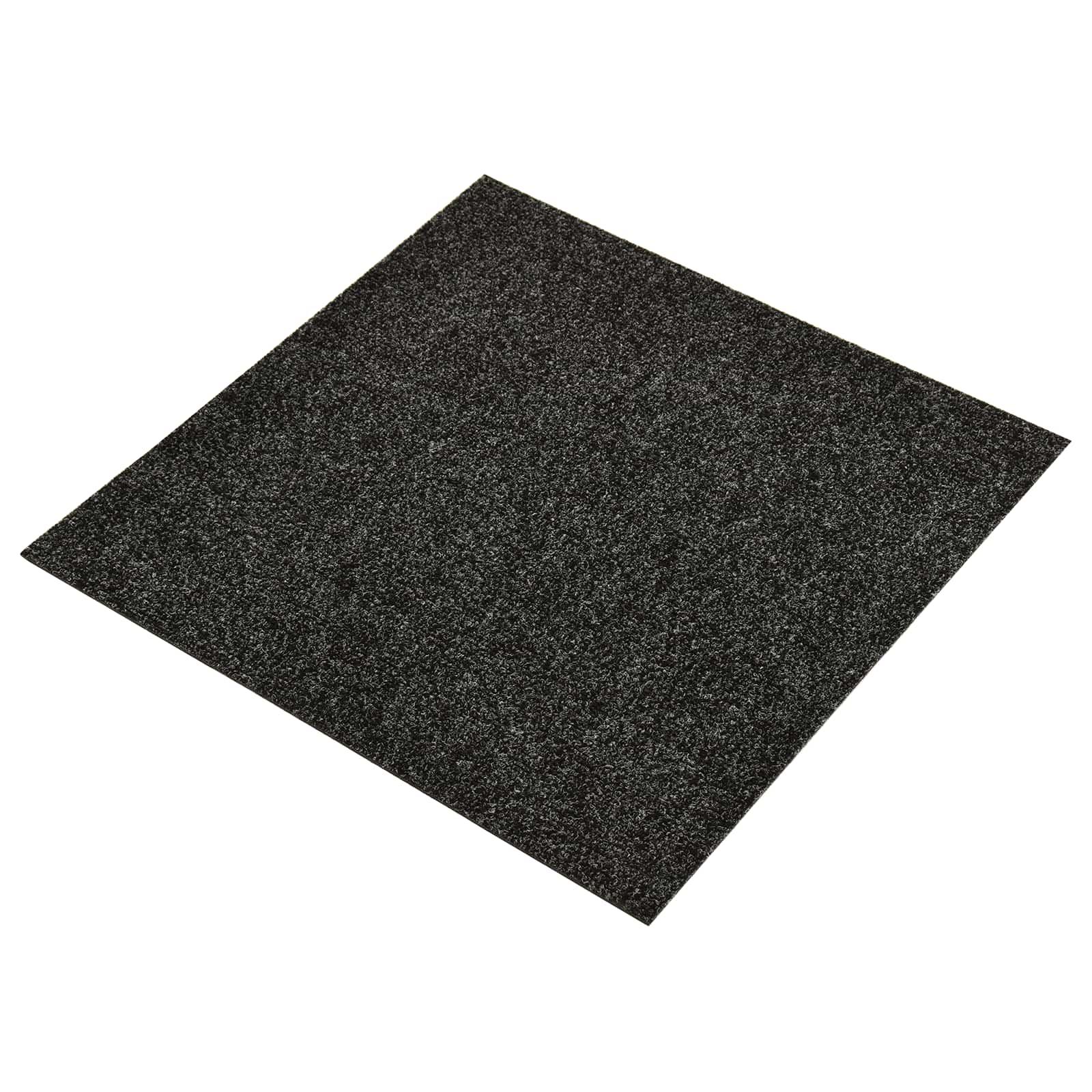 Tæppefliser 20 stk sort 50 x 50 cm med bitumen bagside