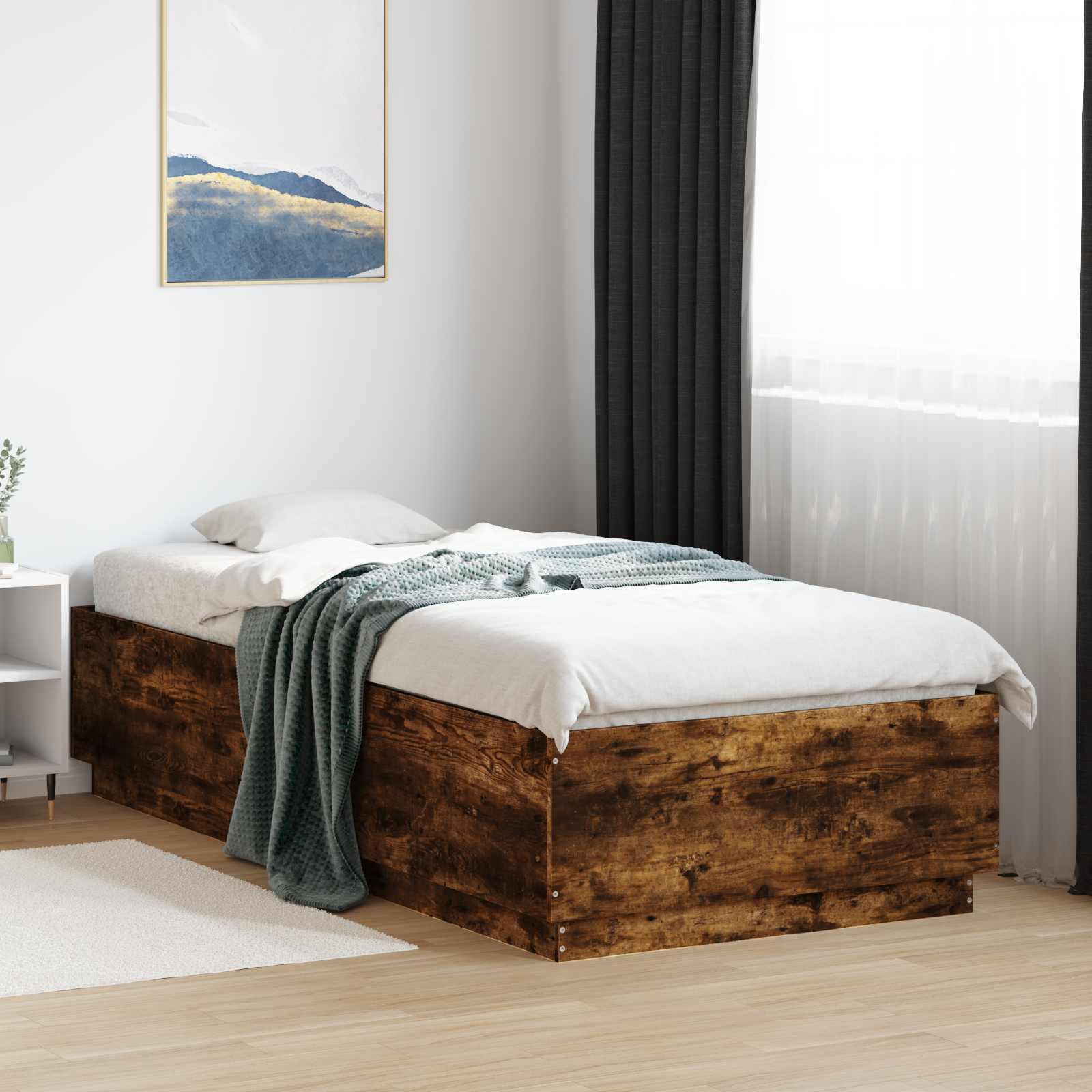 vidaXL Sengestel Røget eg 80 x 200 cm Konstrueret træ