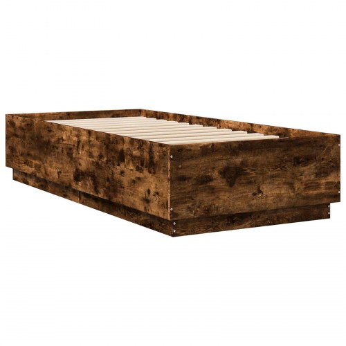 Sengestel med opbevaring i røget eg 80 x 200 cm
