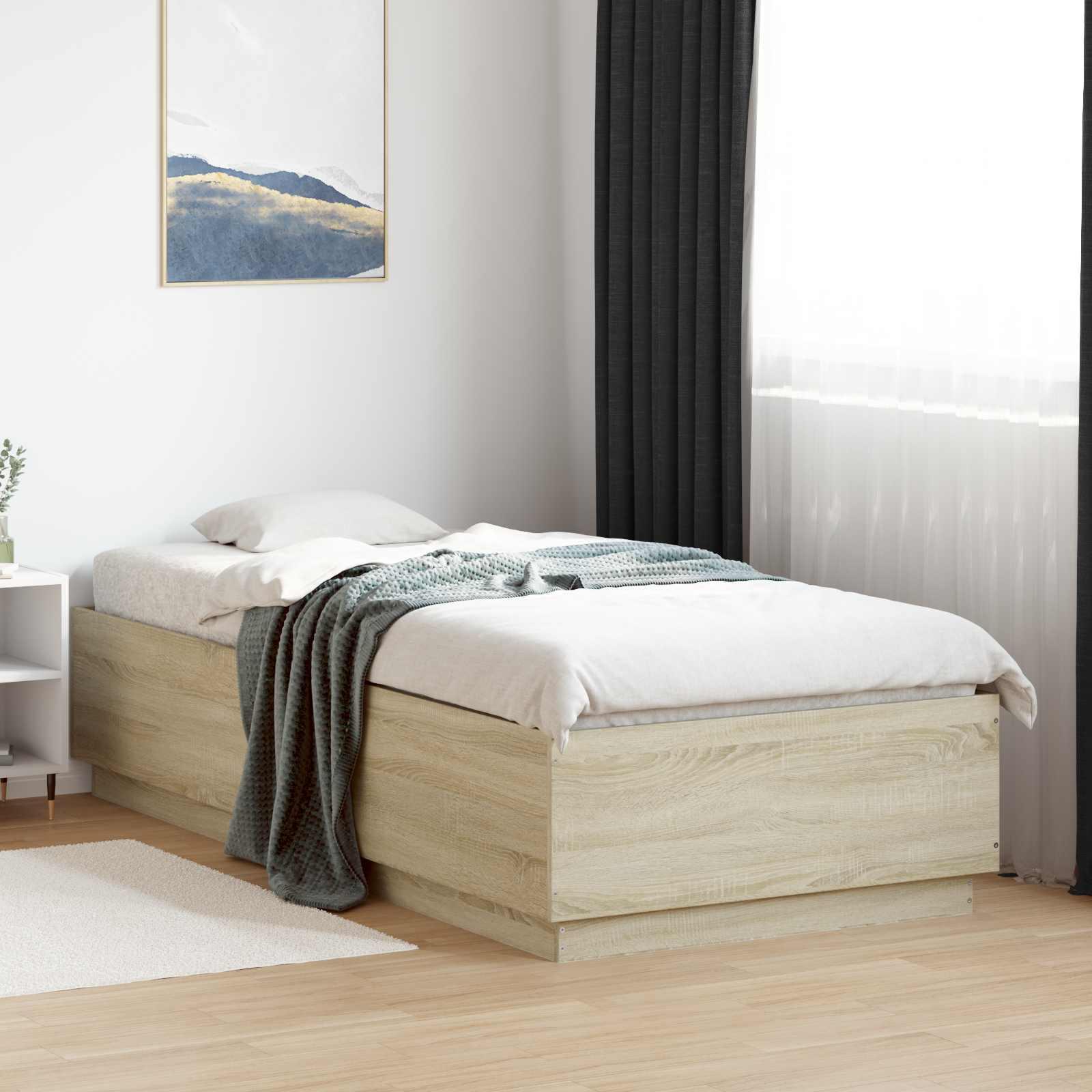 vidaXL Sengestel Sonoma-eg 80 x 200 cm Konstrueret træ