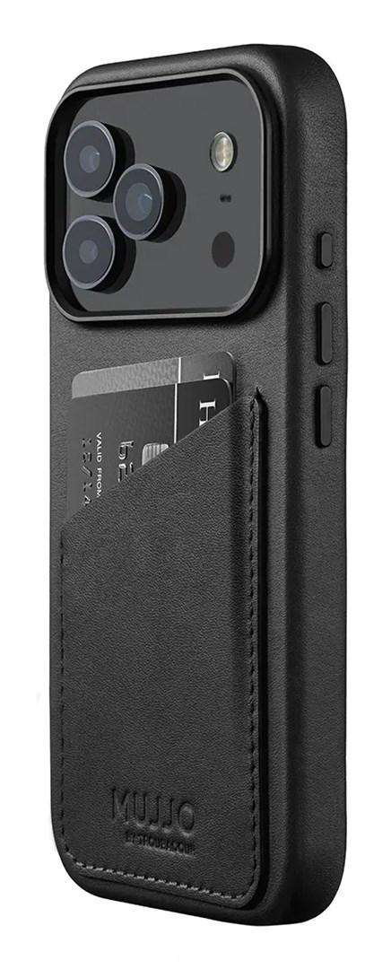 Mujjo Wallet Leather Case mobilcover 16 cm 6,3" til Apple - sort billede