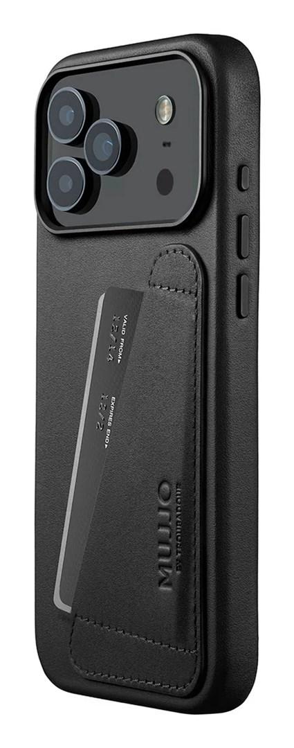 Mujjo læder wallet cover til mobil 6,9" med MagSafe - sort