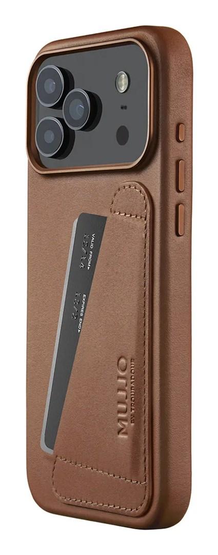 Mujjo læder wallet cover til mobiltelefon 17,5 cm 6,9" - Tan billede