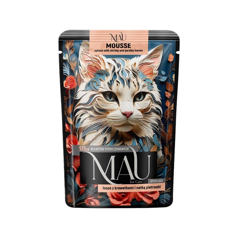 MAU Mousse vådfoder til steriliserede katte med laks, rejer og persille 85 g